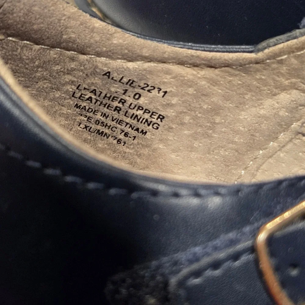 FOOTMATES Navy Blue Leather‎ Mary Jane Shoes Kids Size 1Y Medium Buckle Strap
